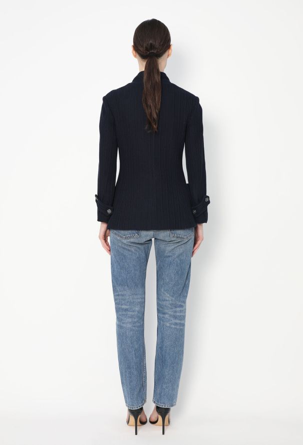 Chanel Asymmetrical Ribbed 'CC' Jacket - 5