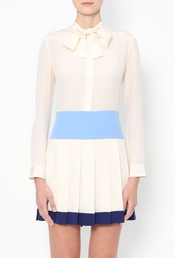 Prada Pleated Silk Lavallière Dress - 2