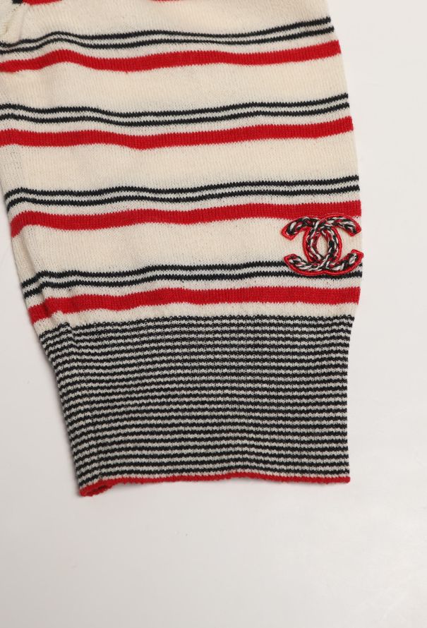 Chanel Striped 'CC' Knit Top - 5
