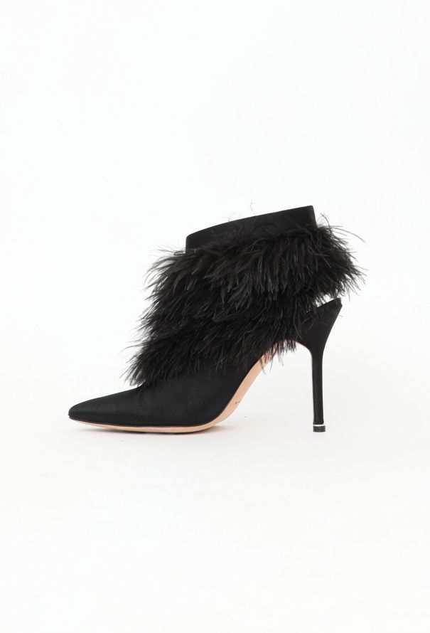 Manolo Blahnik Oterala Ostrich Feather Ankle Boots - 4