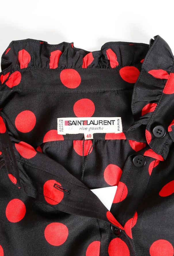 Saint Laurent 70s Polka Dot Smock Dress Black - 4