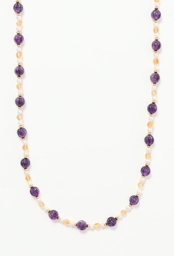 Amethyst Beaded Pearl Sautoir Necklace – Purple - 3