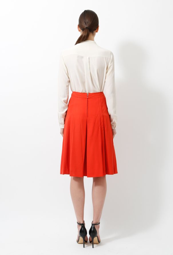 Céline 70s Orange Wool Pleated Skirt - 4