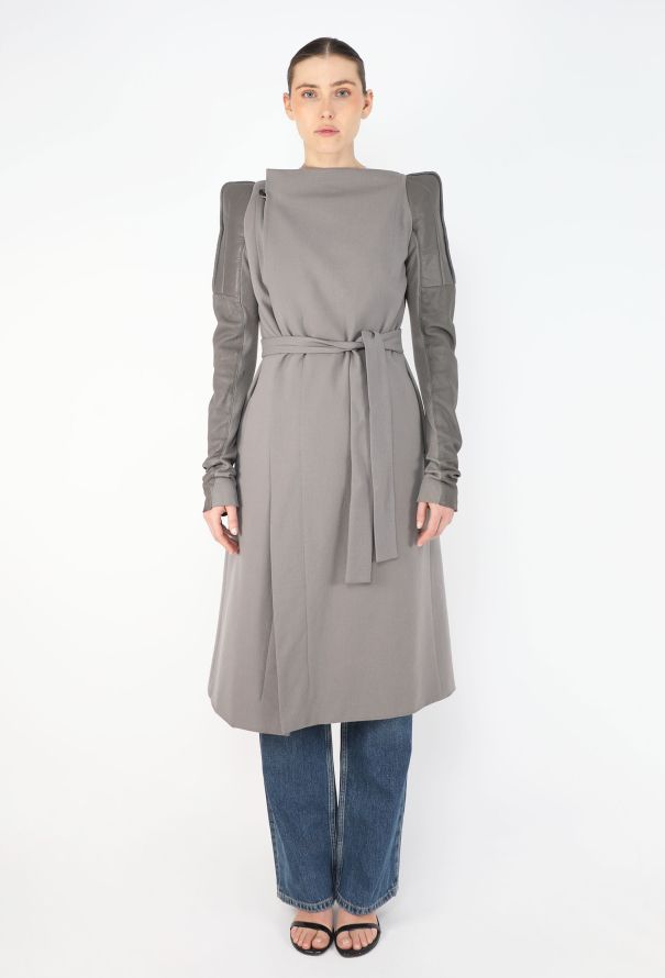 Rick Owens Early 2000s Structured Belted Coat - 3
