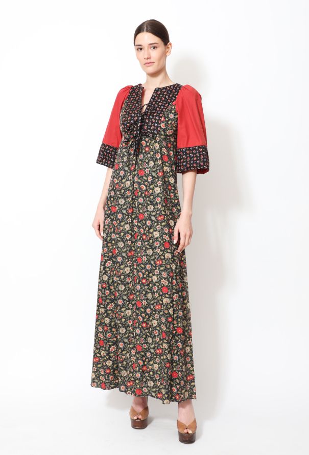 70s Floral Quilted Day Dress - 2