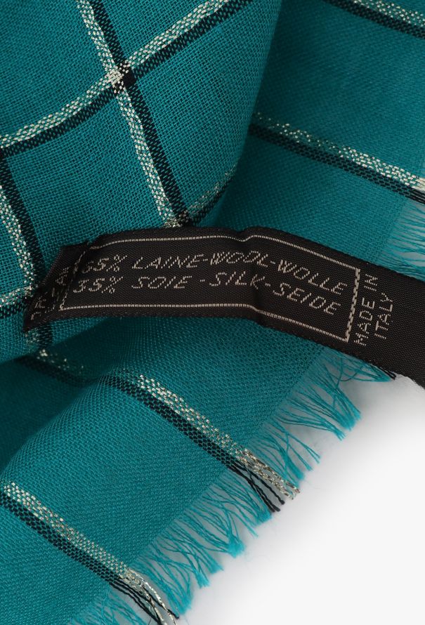 Saint Laurent Vintage Checkered Lamé Scarf - 7