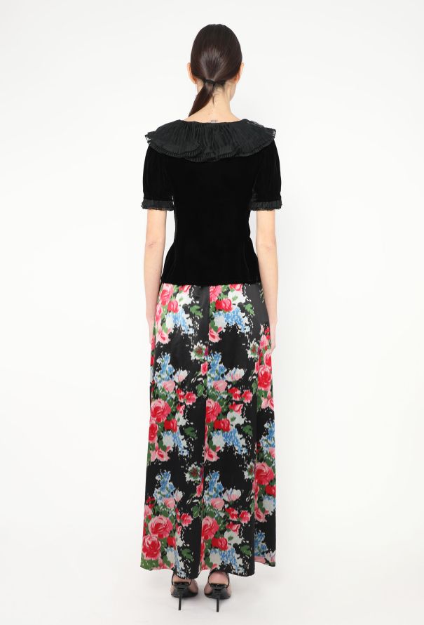 Saint Laurent RARE 1972 Ruffled Velvet Floral Ensemble - 5