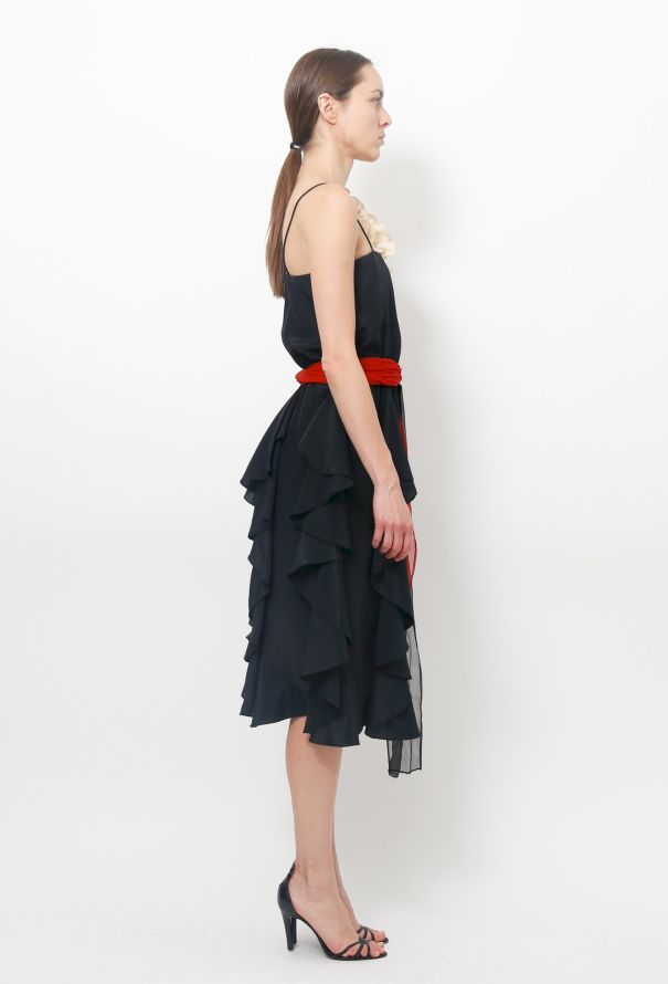 Vintage Ruffled Black Dress - 4