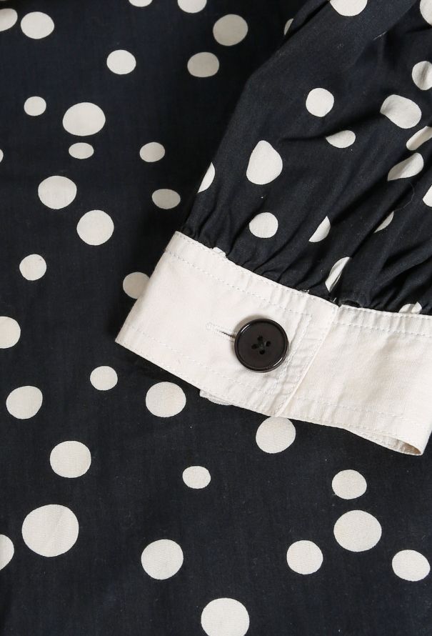 Saint Laurent 70s Polka Dot Smock Dress Navy - 7