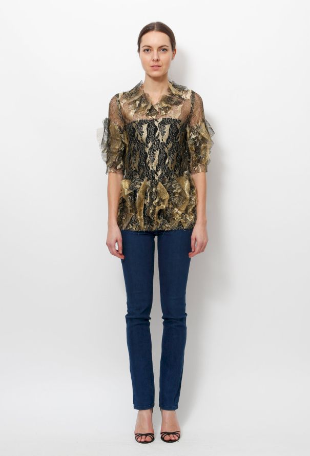 Rodarte Gold Lace Blouse - 2