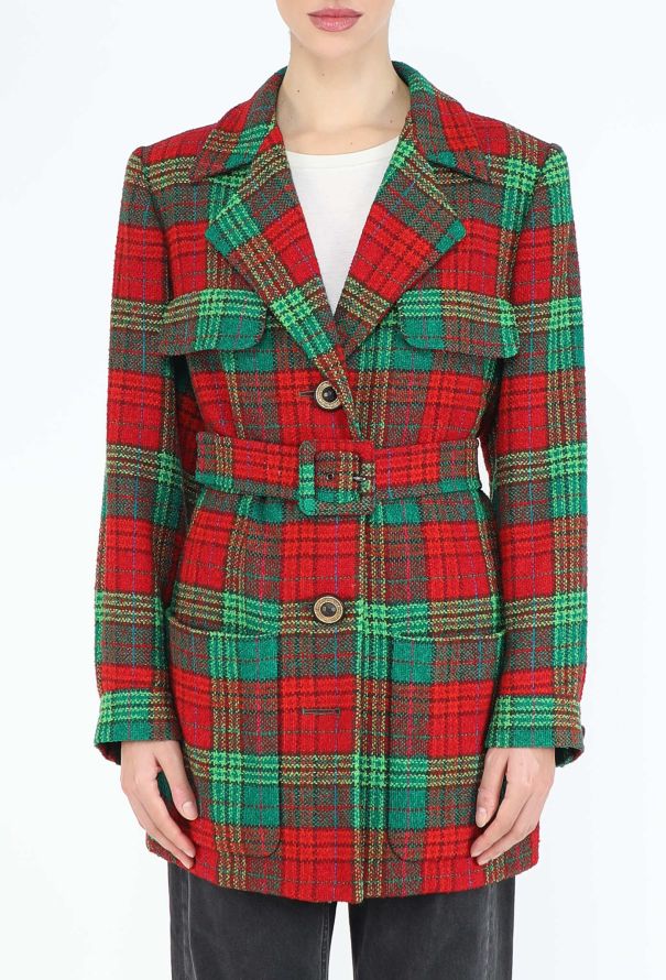 Saint Laurent F/W 1996 Tartan Belted Blazer - 1