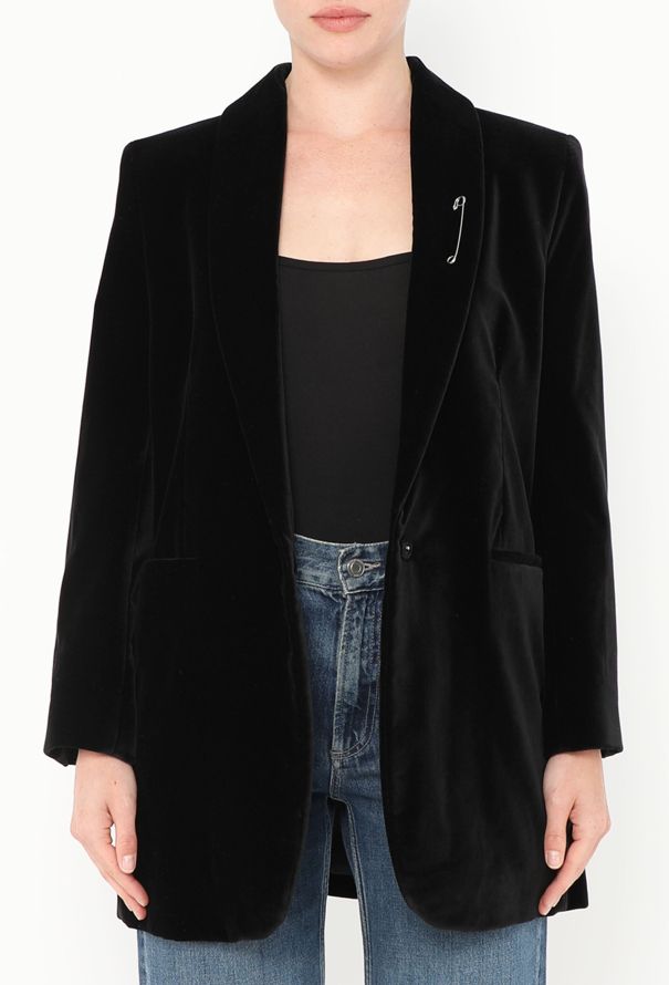 The Row 2022 Jerry Velvet Brooch Jacket - 1