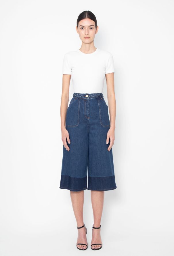 Valentino 2020 Braided Denim Culottes - 3