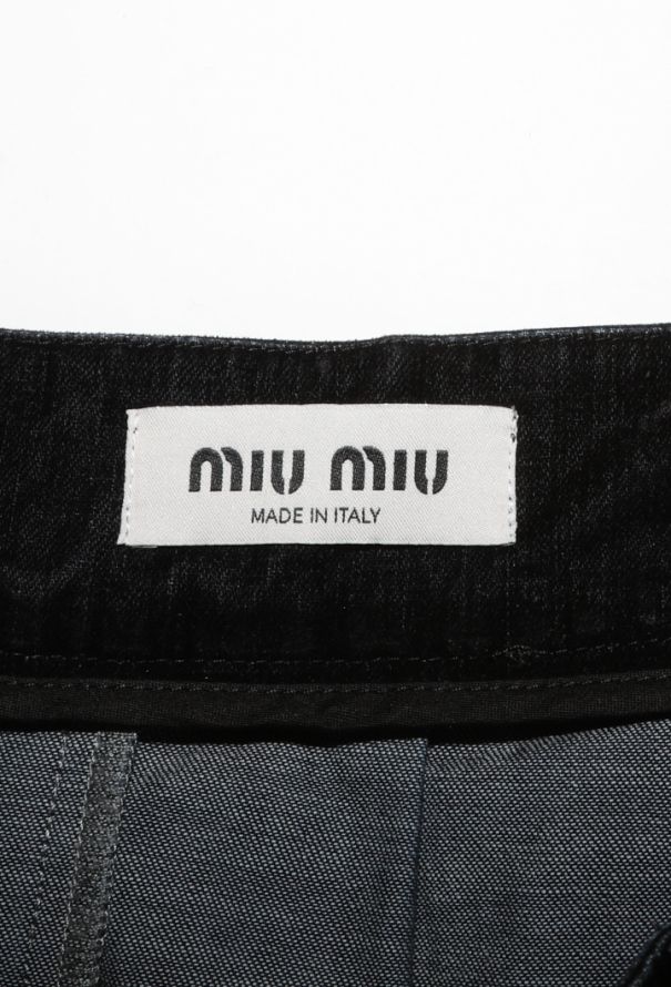 Miu Miu Velvet Logo Pleated Skirt, 2024 - 8
