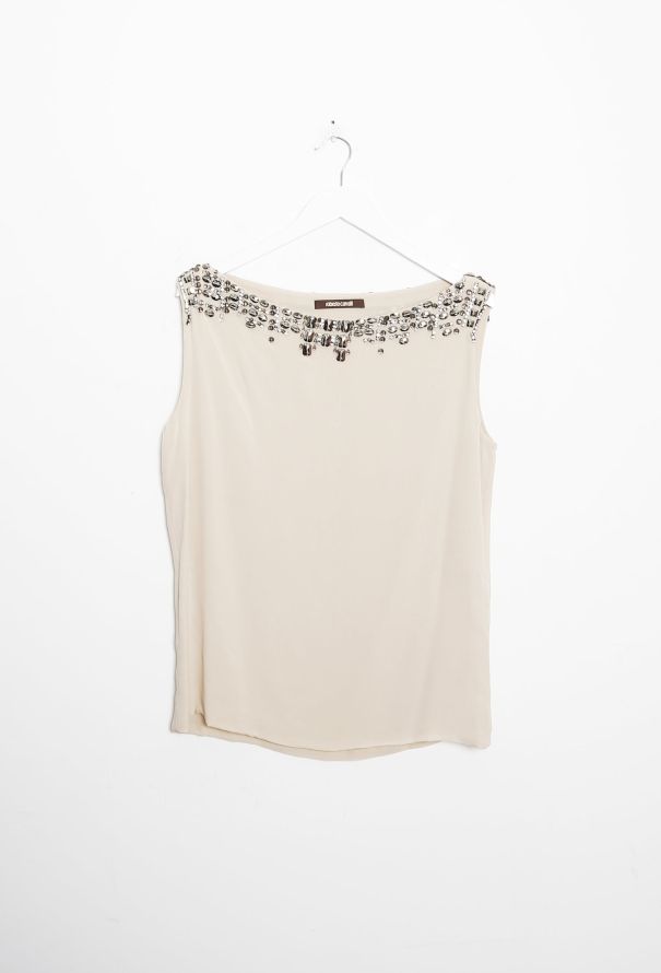 Roberto Cavalli Embellished Silk Top - 6