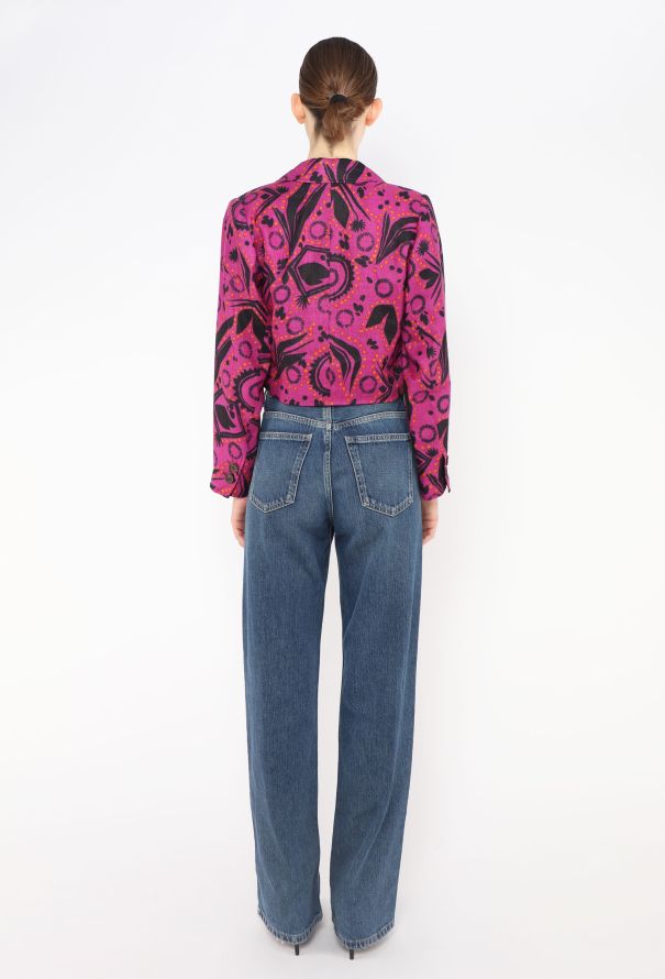 Saint Laurent '80s Abstract Linen Jacket - 5