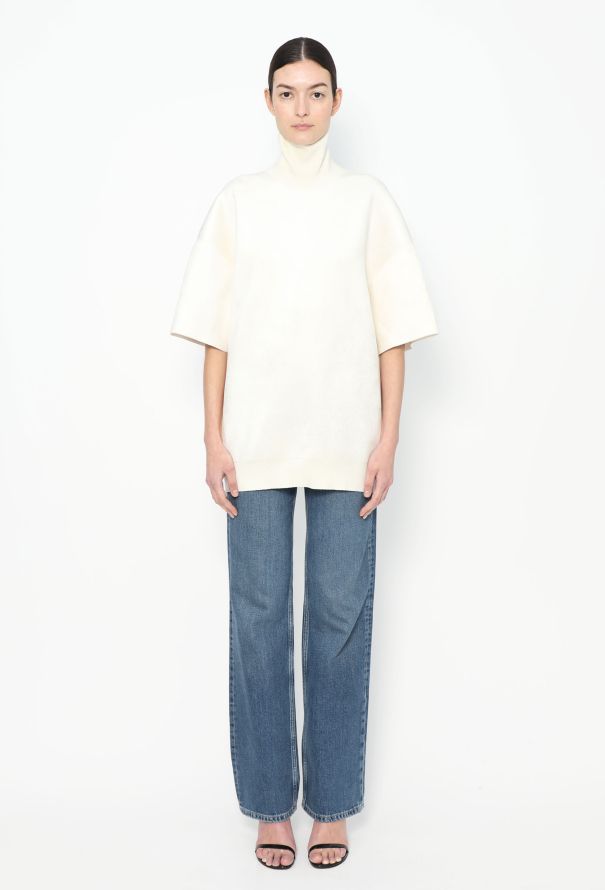 Phoebe Philo Oversized Chenille Turtleneck Sweater – White (A1 2023) - 4