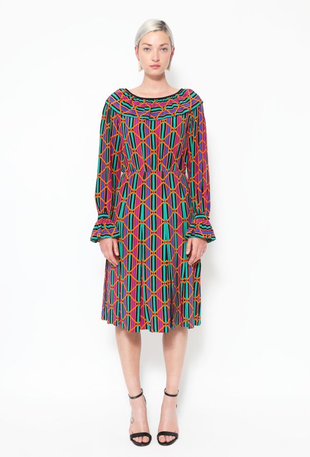 Saint Laurent Vintage Harlequin Silk Dress - 1