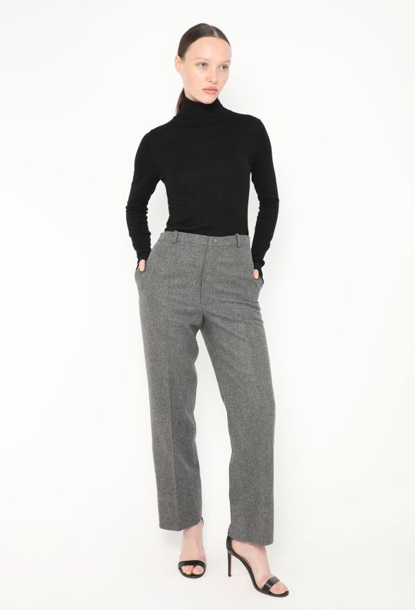 Saint Laurent '70s Felted Straight-Leg Trousers - 3