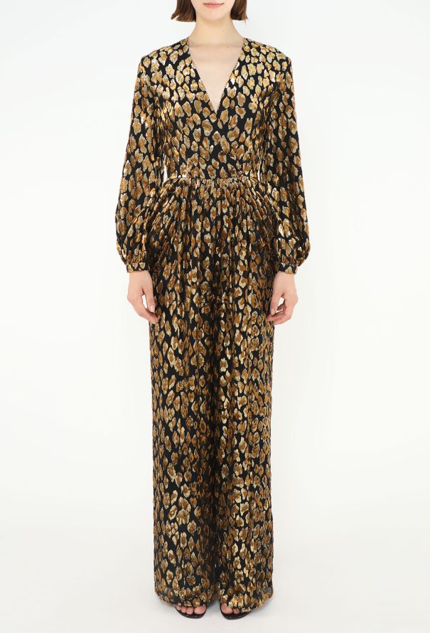 Valentino 2019 Brocade Leopard Chiffon Jumpsuit - 4