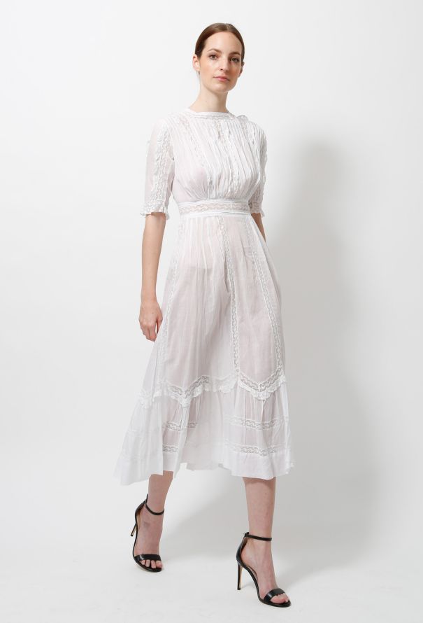 Pleated Ruffled Lace Dress - 3