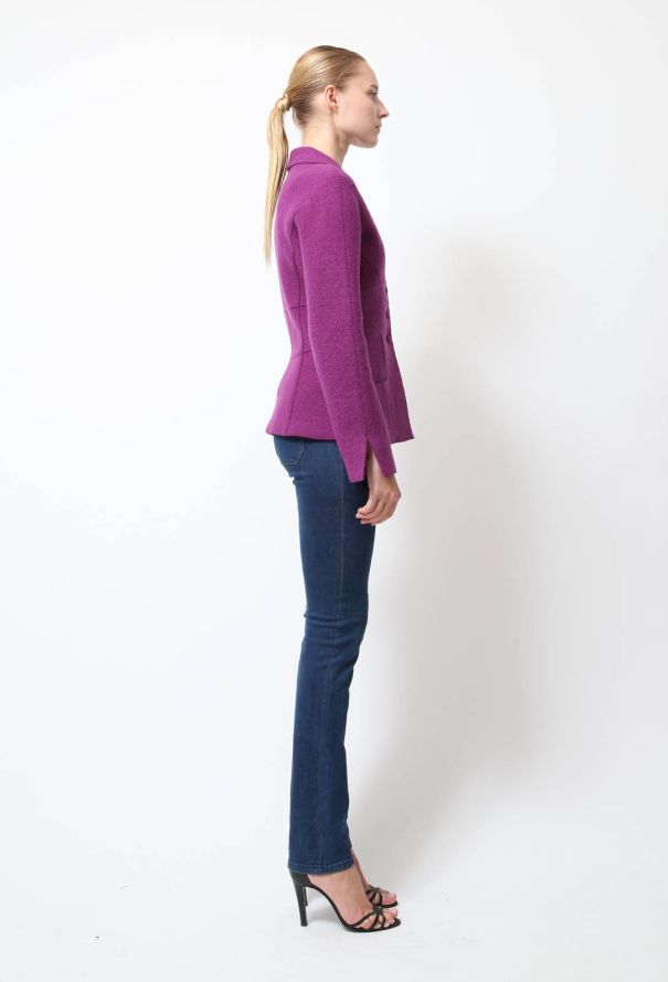 Chanel 90s Purple Felt Jacket - 4