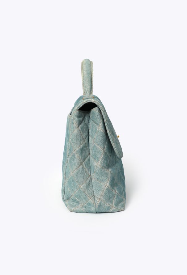 Chanel Vintage Denim Quilted Top-Handle Bag - 3