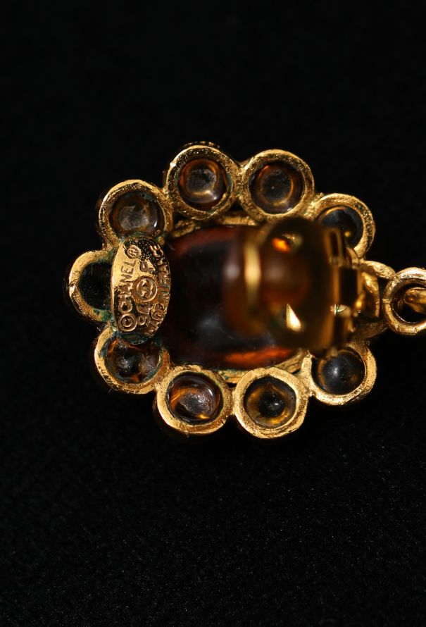 Chanel 1994 Çitrine Glass Clip Earrings - 4