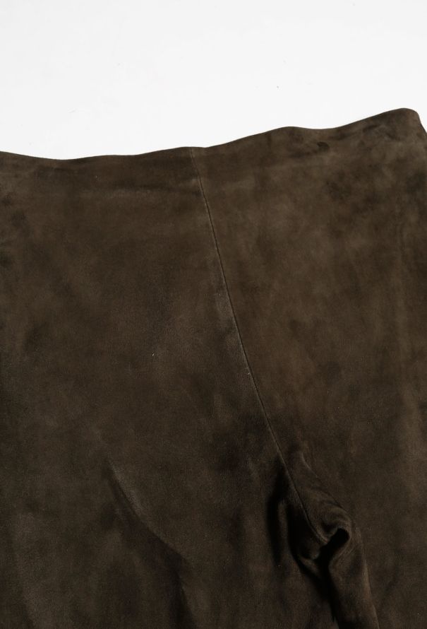 The Row Khaki 'Moto' Suede Trousers - 6