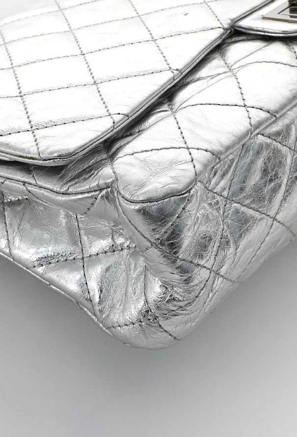 Chanel Silver Metallic 2.55 Maxi Flap Bag - 8