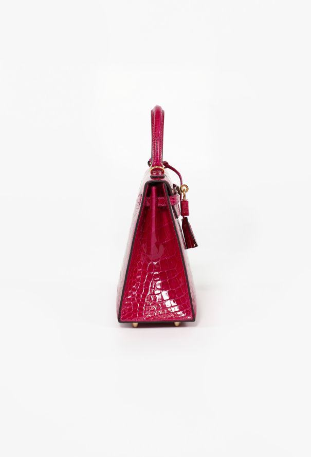 Hermès Exceptional Rose Pourprè Alligator Kelly Sellier 25 - 5
