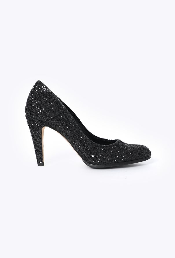 Chanel 2023 Black Iridescent Glitter Pumps - 1