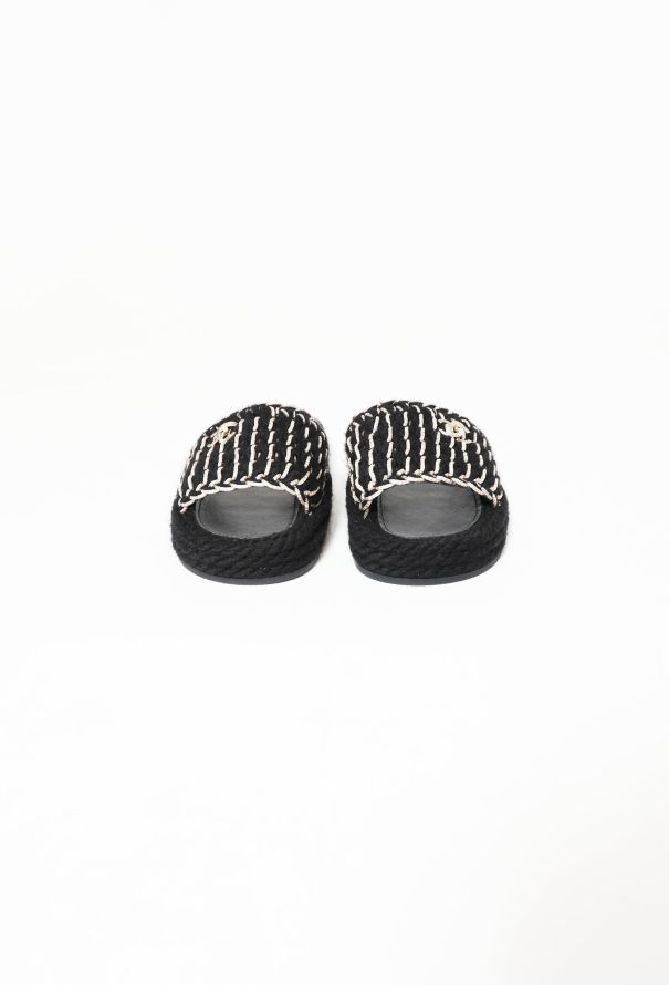 Chanel Resort 2021 Braided Knit Metallic 'CC' Slides - 4