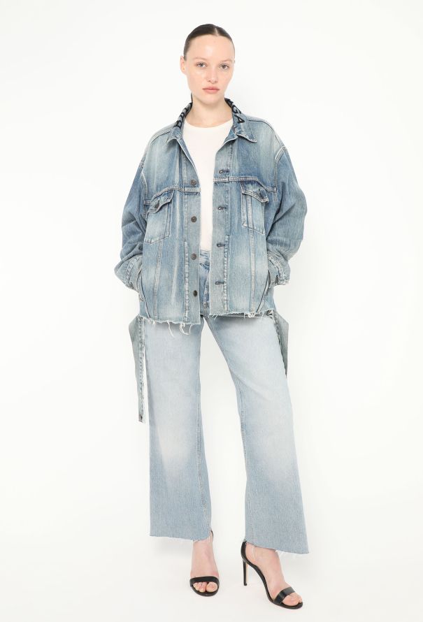 Balenciaga Distressed Logo Denim Jacket - 4