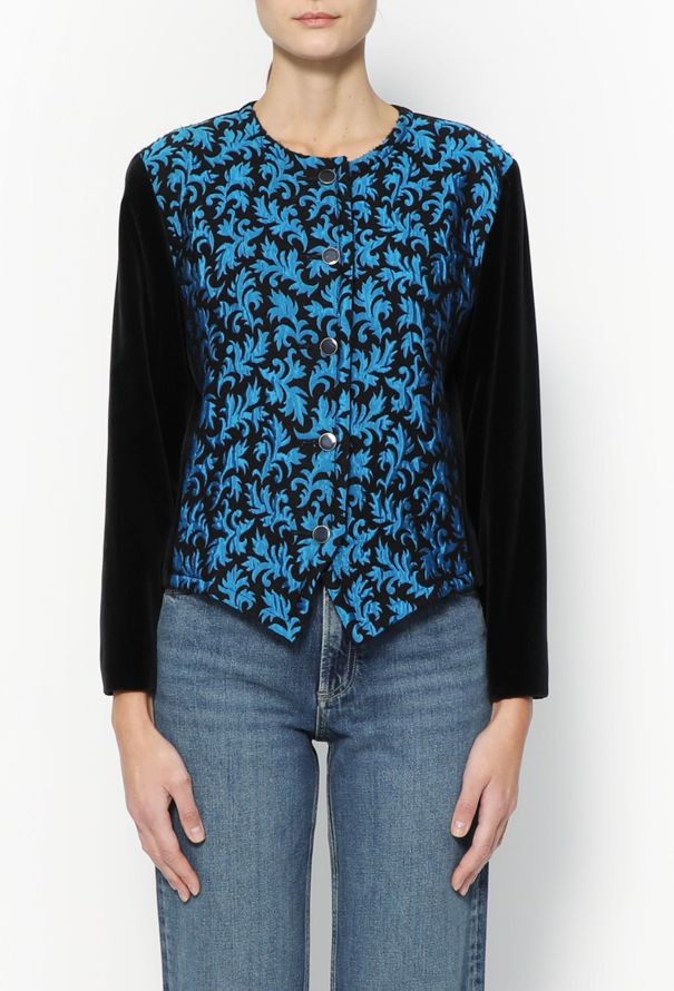 Saint Laurent Fall 1990 Brocade Velvet Jacket - 1