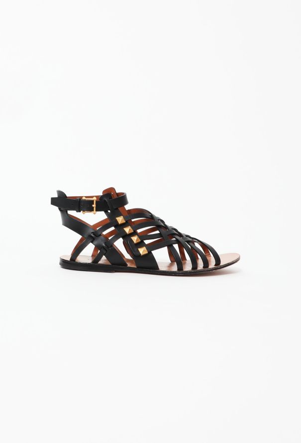 Valentino Studded Leather Gladiator Sandals - 1