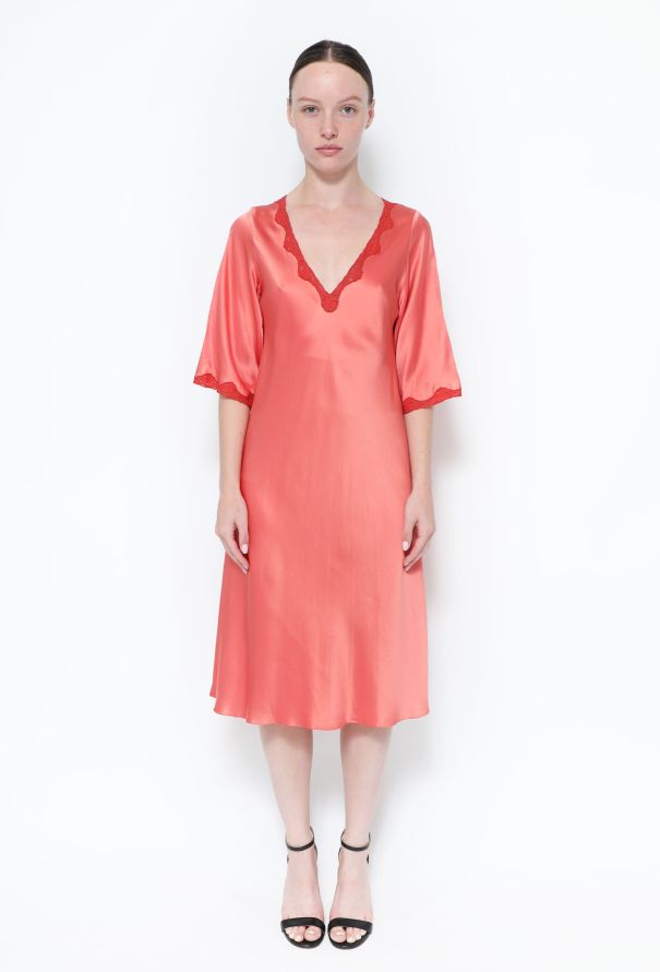 Sabbia Rosa Lace Trim Silk Slip - 2