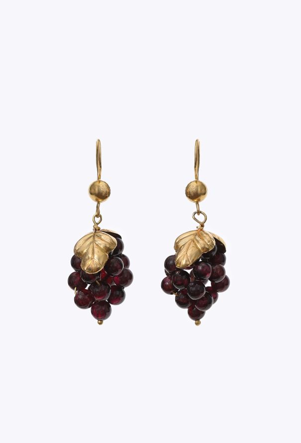 Vintage Fine Jewelry 18k Yellow Gold & Garnet Pendant Earrings - 1