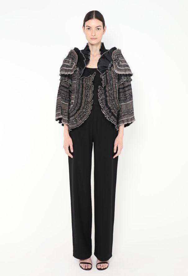 Zandra Rhodes Collector '70s Hand-Painted Plissé Jacket - 1