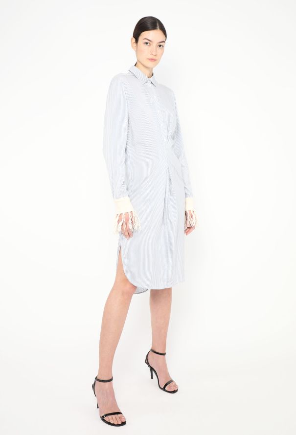 Loewe Fringed Cuff Silk Shirt Dress - 2