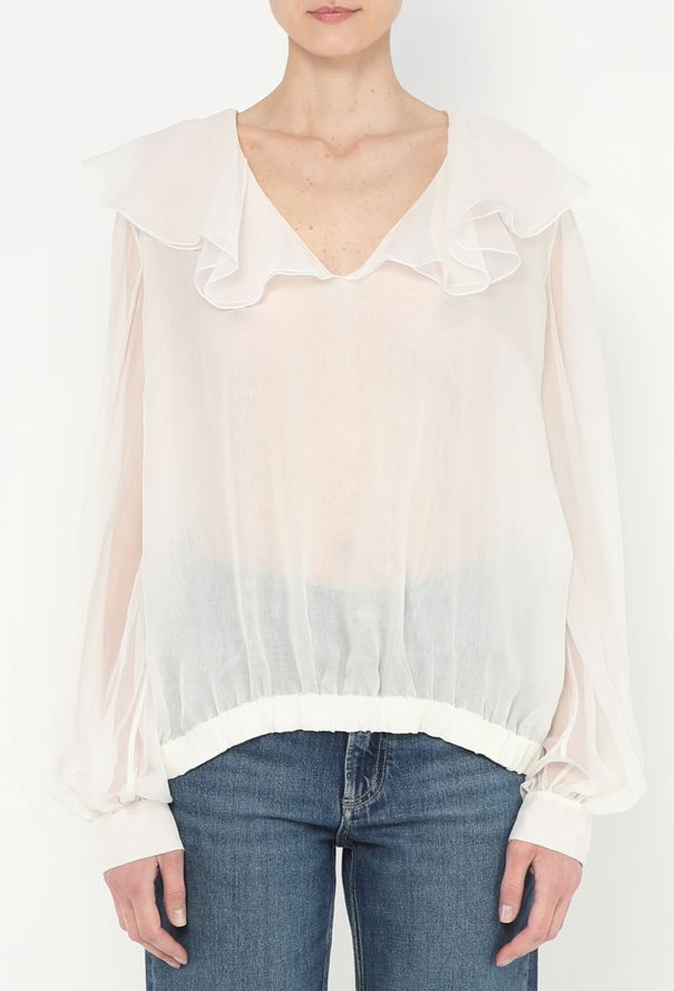 Chanel 2019 Ruffled Chiffon Blouse - 1