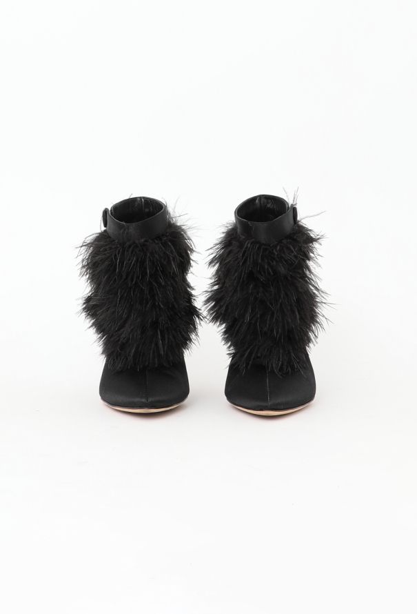Manolo Blahnik Oterala Ostrich Feather Ankle Boots - 3