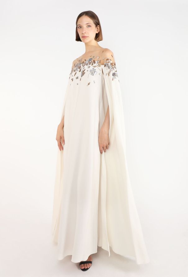 Oscar De La Renta Embellished Silk Cape Gown, 2022 - 4