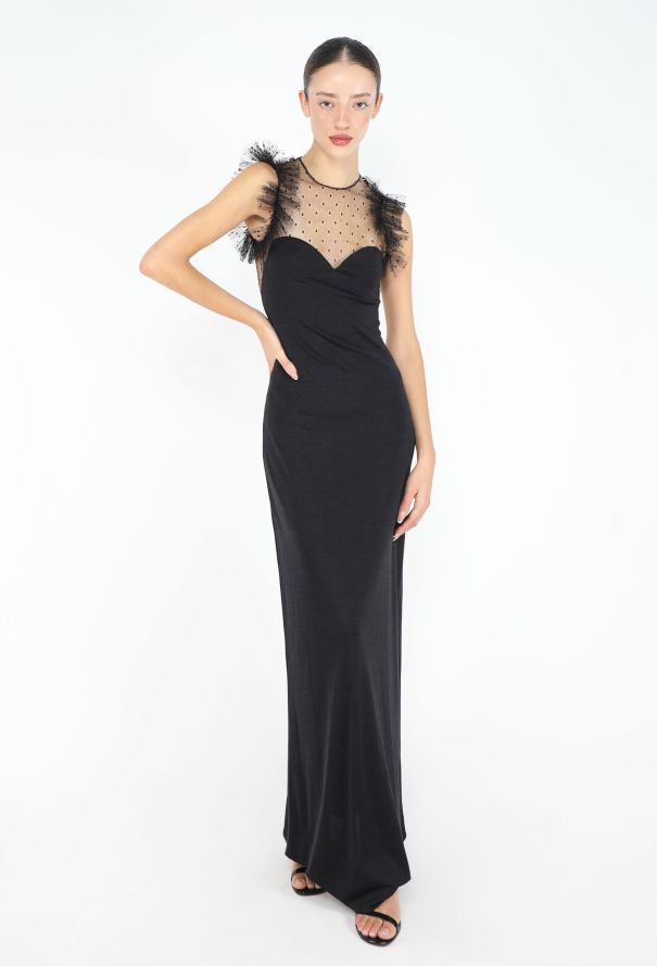 Azzaro STUNNING 1975 Flocked Tulle Sweetheart Gown - 1