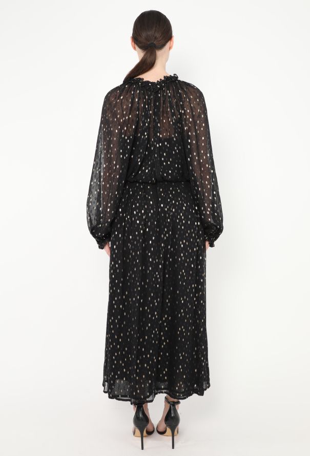 Oscar De La Renta Vintage Ruffled Lamé Chiffon Dress - 4