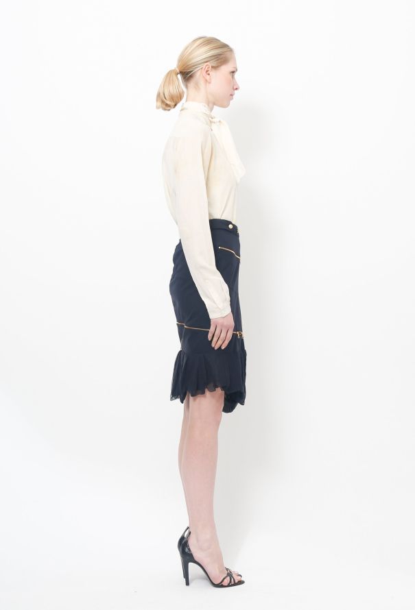 Balenciaga S/S 2005 Navy Zip Skirt - 6
