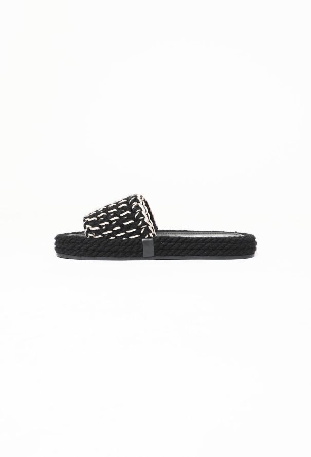 Chanel Resort 2021 Braided Knit Metallic 'CC' Slides - 6
