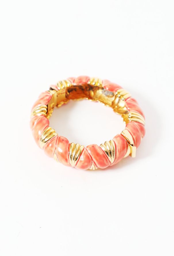 Kenneth Jay Lane Coral Ribbed Hinge Bracelet - 2