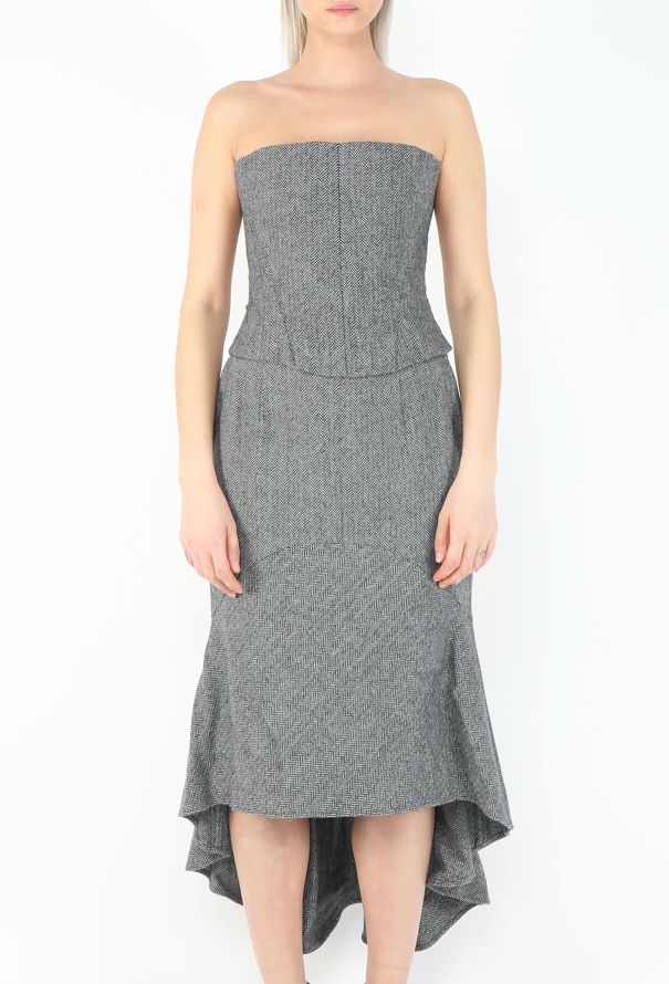 Chloé F/W 1999 Herringbone Corset Ensemble - 5
