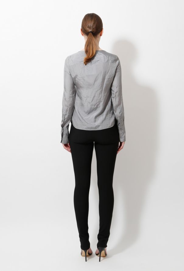 Balenciaga 2002 Striped Silk Blouse - 4
